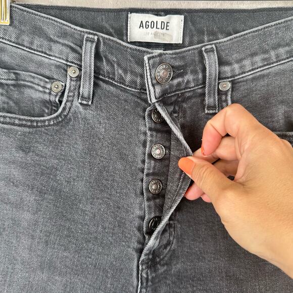 Agolde Jeans Womens 25 Black Nico High Rise Button Fly Stretch Skinny Denim - Picture 5 of 15